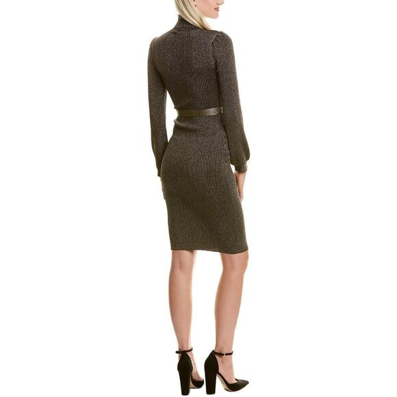 Ali & Jay Shine Bright Metallic Ribbed Turtleneck Sweater Dress Medium Holiday - Picture 2 of 13